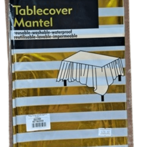 Stripe Foil Rectangle Disposable Tablecover 54″x72″ – Gold