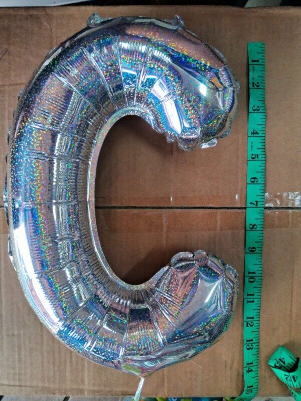 14" Holographic Silver Foil Balloon - Letter C