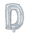 14″ Holographic Silver Foil Balloon –  Letter D