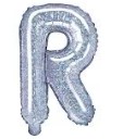 14″ Holographic Silver Foil Balloon –  Letter R