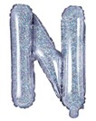 14″ Holographic Silver Foil Balloon –  Letter N