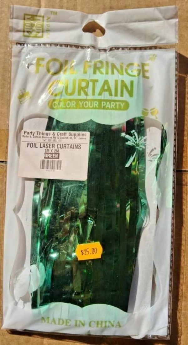 Foil Fringe Doorway Curtain Party Backdrop - Green - Image 2