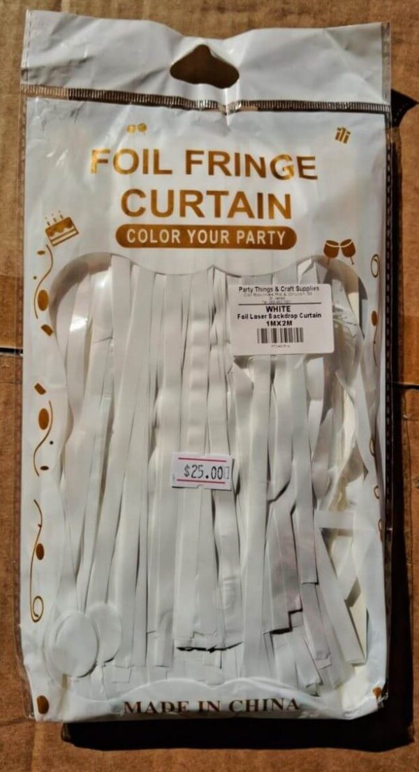 Foil Fringe Doorway Curtain Party Backdrop - White - Image 2