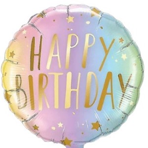 Ombre Pastel Happy Birthday Foil Balloon – 18 inches