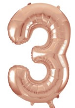 Rose Gold 40″ Foil Balloon – Number 3