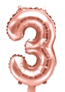 16″ Rose Gold Foil Balloon Number 3