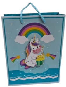 Unicorn Medium Paper Gift Bag – Blue