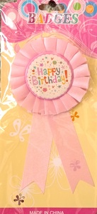 Happy Birthday Ribbon Badge – Pink
