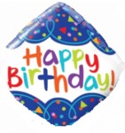 Std Happy Birthday Diamond Cut Confetti Foil Balloon