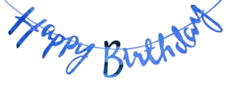 Happy Birthday Script Cut Out Banner – Blue