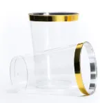 Gold Rim Hard Plastic Cups 10 oz 6ct