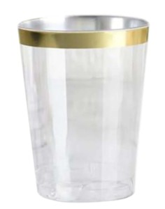 Gold Rim Hard Plastic Cups 10 oz 6ct