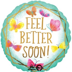 Std Feel Better Soon Teal & Gold Foil Balloon
