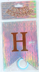 Happy Birthday Letter Banner – Iridescent Silver