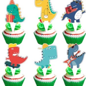 Happy Birthday Dinosaur Cupcake Toppers 24ct