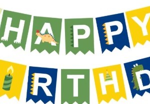Happy Dino Birthday Banner