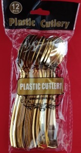 White Gold Plastic Spoons 12ct