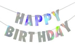 Happy Birthday Banner – Glossy Silver