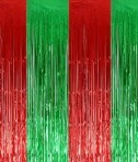Foil Fringe Doorway Curtain Party Backdrop – Red/Green