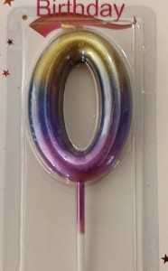 Purple/Gold Gradient Candle – Number 0