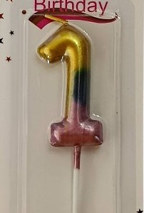 Purple/Gold Gradient Candle – Number 1