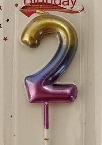 Purple/Gold Gradient Candle – Number 2