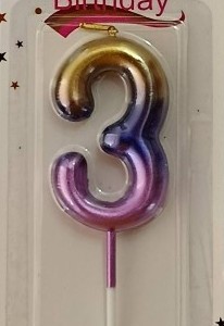 Purple/Gold Gradient Candle – Number 3