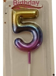 Purple/Gold Gradient Candle – Number 5