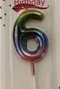 Purple/Gold Gradient Candle – Number 6