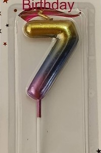 Purple/Gold Gradient Candle – Number 7