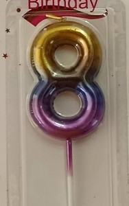Purple/Gold Gradient Candle – Number 8