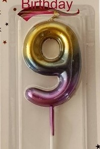 Purple/Gold Gradient Candle – Number 9