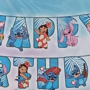 Lilo & Stitch Happy Birthday Banner – Blue
