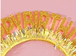 Happy Birthday Headband and Sash – Glitter Gold