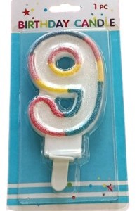 Birthday Candle Six Inches Tall – Number 9