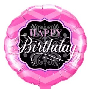 Happy Birthday Pink/Black Foil Balloon – 18 inches