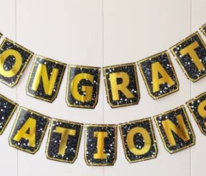 Congratulations Confetti Banner – Black and Gold