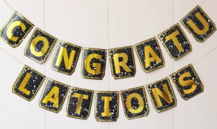 Congratulations Confetti Banner - Black and Gold - Image 2