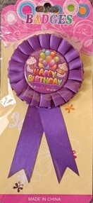Happy Birthday Badge Balloons/Cake/Confetti – Dark Purple