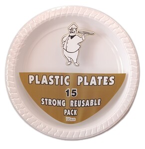 Strong Plastic Tea Plates 15ct – White