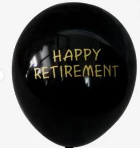 10″ Happy Retirement Black Latex Balloon 10ct
