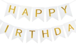 Happy Birthday Letter Banner – White