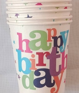White Happy Birthday Party Cup 6ct