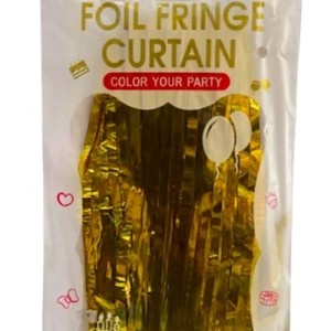 Foil Fringe Doorway Curtain Party Backdrop – Metallic Gold