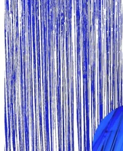 Foil Fringe Doorway Curtain Party Backdrop – Metallic Blue