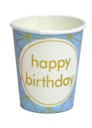 Blue/Gold Geometric Happy Birthday Party Cup 6ct