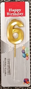 Metallic Gold Candle – Number 6