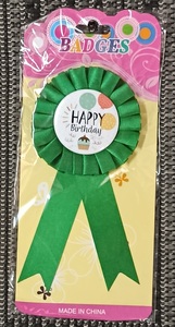 Happy Birthday Badge Balloons/Cake – Green