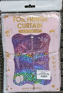 Metallic Foil Square Doorway Curtain Party Backdrop – Holographic Pink