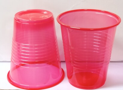 Disposable Plastic Cups 12oz 50ct - Fluorescent Red